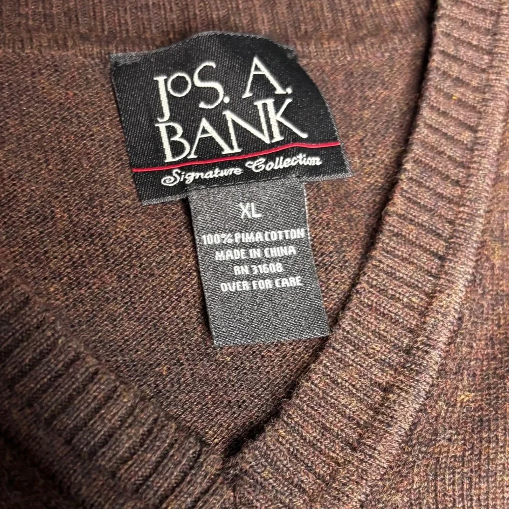Jos. A. Bank Signature Collection Vest Mens XL Brown Pima‎ Cotton Sweater
